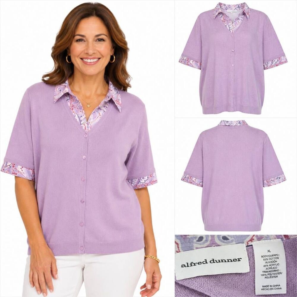 Alfred Dunner Paisley Trim Sweater Blouse XL